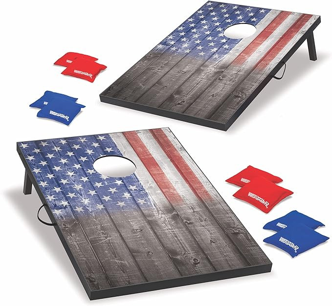 Wild Sports 2’x3’ Cornhole Outdoor Game Set, USA Flag MDF Wood with all-weather bean bags inc... | Amazon (US)