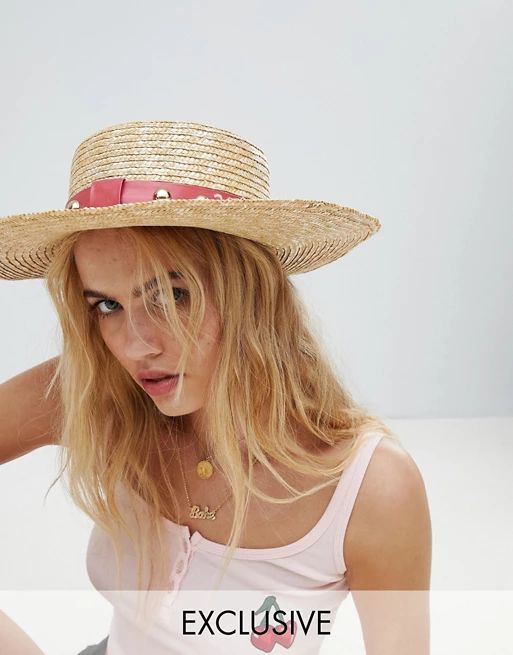 Sacred Hawk Straw Boater Hat With Studded Trim | ASOS US