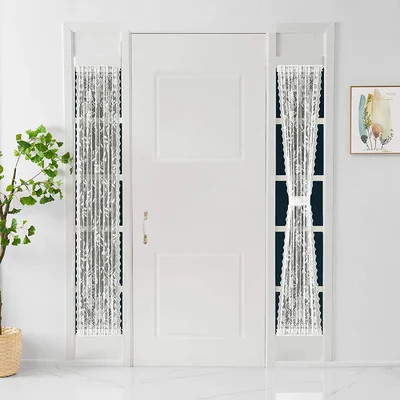Pair Of 2 Semi Sheer Lace French Door Curtains With 2 Matching Tie-Backs | Wayfair North America