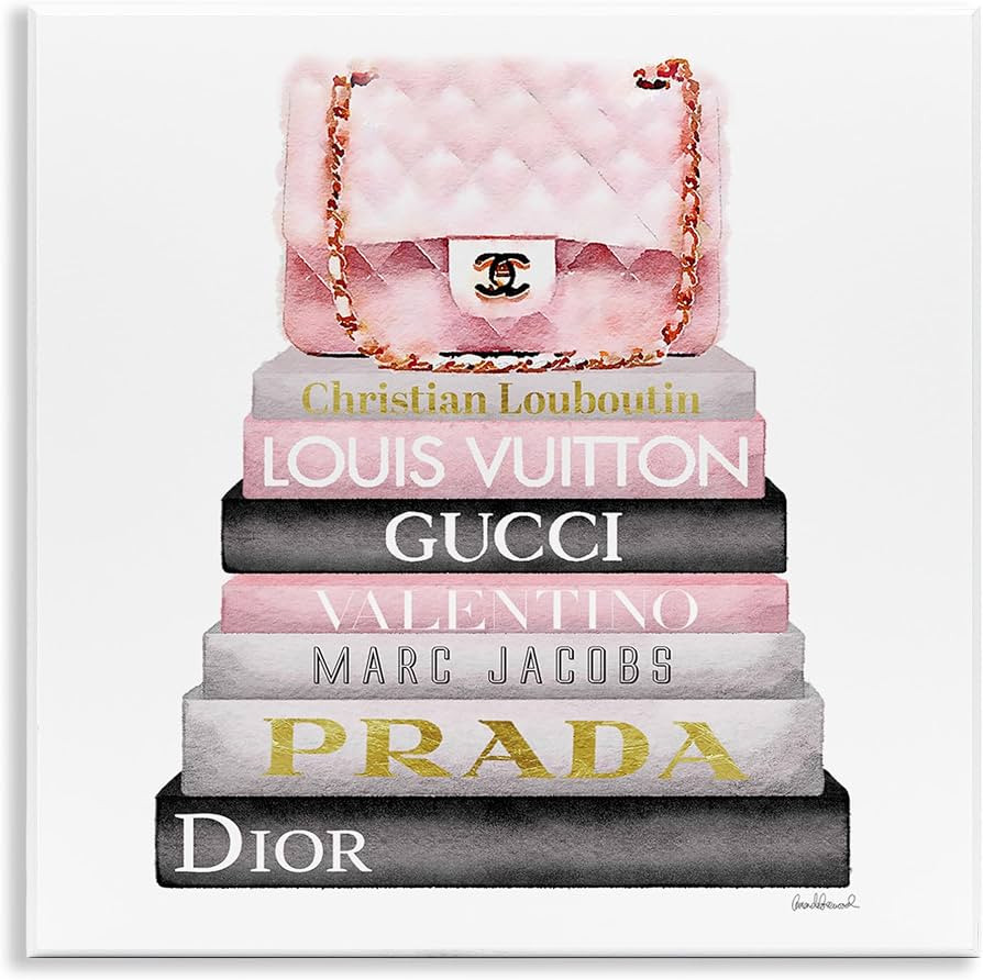 The Stupell Home Decor Collection Watercolor High Fashion Bookstack Padded Pink Bag Wall Plaque A... | Amazon (US)