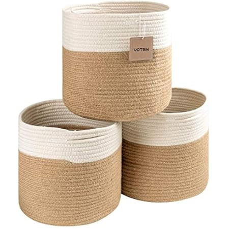 INDRESSME XXXLarge Cotton Rope Basket 21.7" x 21.7" x 13.8" Woven Baby Laundry Blanket Basket Toy Ba | Amazon (US)