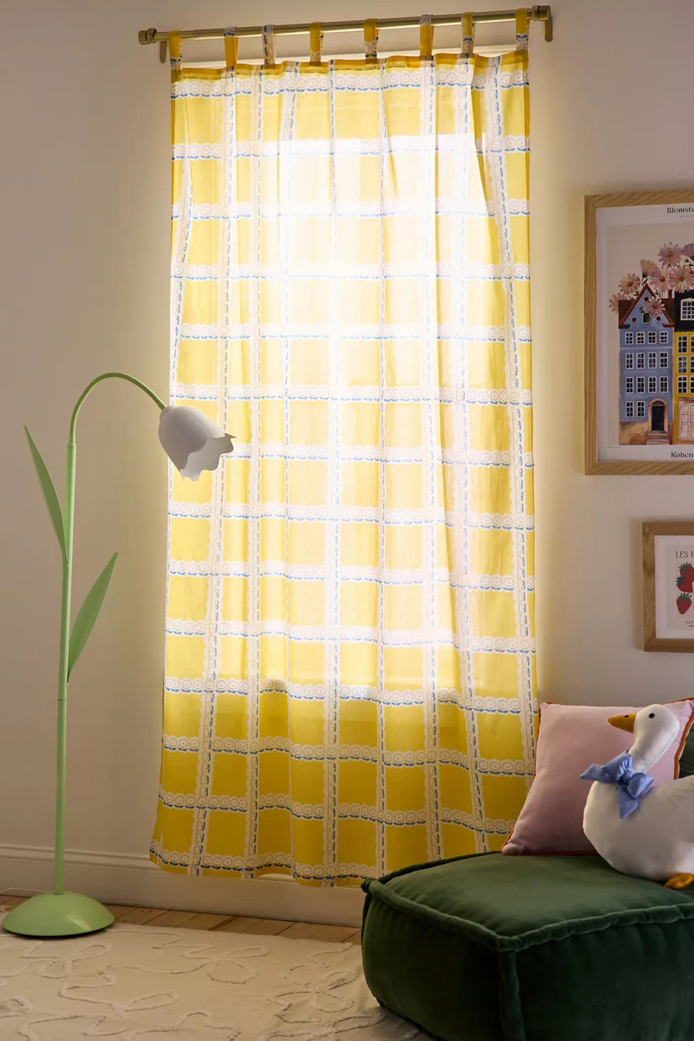 Briar Grid Patterned Window Panel | Urban Outfitters (US and RoW)