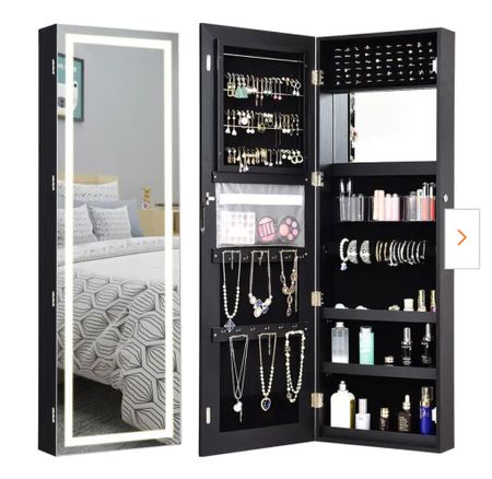 Door Wall Mount Touch Screen LED Light Mirrored Jewelry Box Cabinet Storage Lockable.  
Sale Price $159.88
(Regularly $277.76) (Savings of $117.88)

#LTKGiftGuide #LTKhome #LTKsalealert