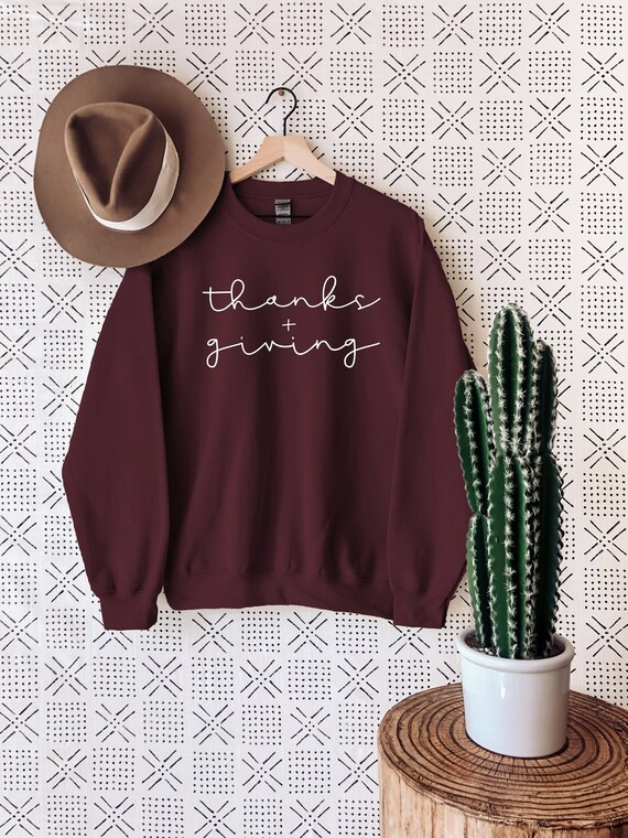 Thanksgiving Sweatshirt Thanks Plus Giving Sweatshirt Cute - Etsy | Etsy (US)