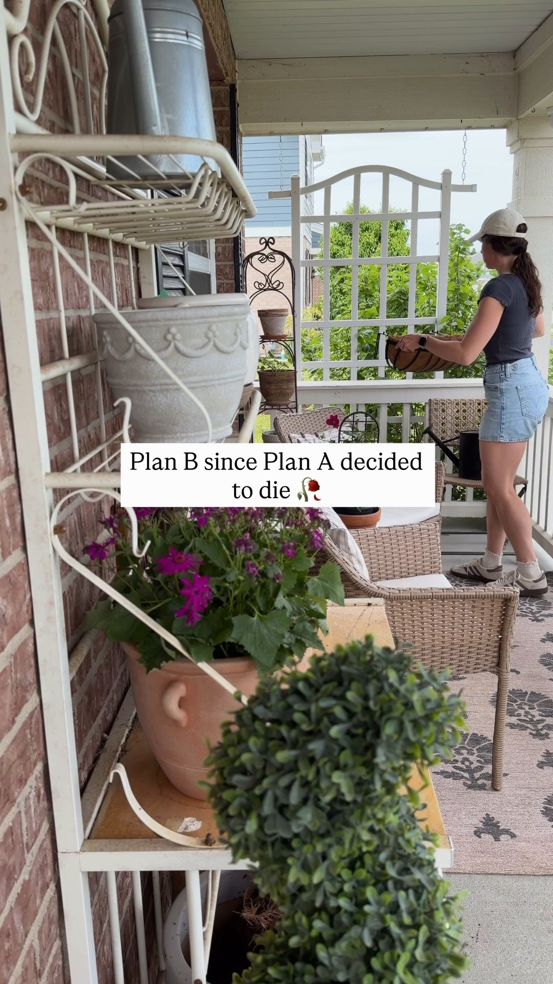 Cottage garden porch starts here 🌸 Trellis , adjustable railing planters, morning glory seeds, and more finds.

Our railing tops are about 5.5” and they have a bevel shape and these adjustable  railing planters fit just right.

#LTKHome #LTKSaleAlert #LTKSeasonal