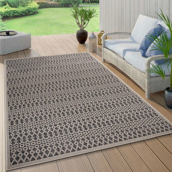 Cyrus Contemporary Trellis Indoor/Outdoor Area Rug Cream/Gray | Wayfair North America