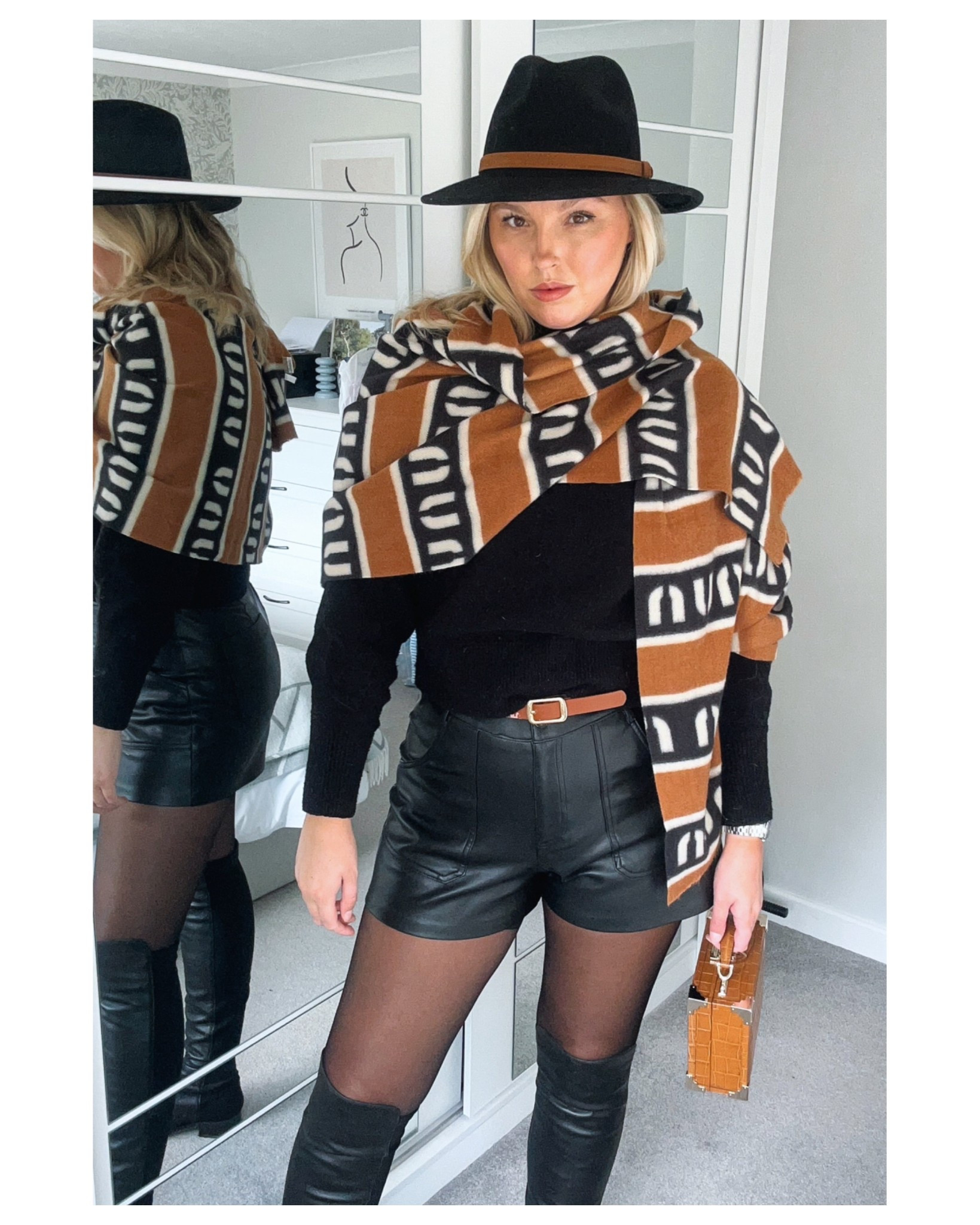 Who says you can’t wear Black & Brown? Obsessed.

Honestly no one talks about how hard it is learning to love yourself again with #chronicillness trying to find your spark again and love a body that doesn’t love you at times. It’s exhausting. I’m learning though 💗 clothes and fashion have always been a passion of mine. Yes I might have to sit down between takes and yes I’ve gone up a clothes size but it’s ok! Do what makes you happy I say. 

Jumper is @andotherstories 
Faux Leather Shorts are @zara 
Tights @calzedonia ALWAYS
Over The Knee Leather Boots @lkbennettlondon 
Scarf & Hat from my favourite boutique @doodiestark 
Trunk Bag @aspinaloflondon 

#ootdstyles #autumnstyle #winterstylefile #outﬁtinspo #ltkuk #ltkcreator 

#LTKuk #LTKautumn #LTKbag