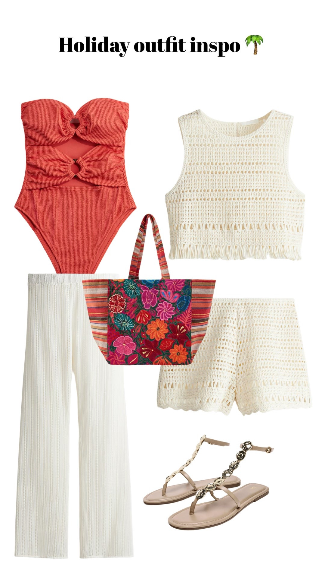 Holiday outfit inspo 🌴

Zara, hm new in, holiday inspo, virtual stylist, holiday outfit, crochet set, beach club outfit 