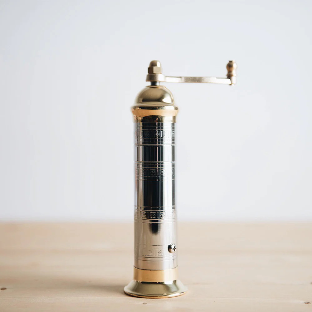 Chrome & Brass Pepper Grinder | Roan Iris