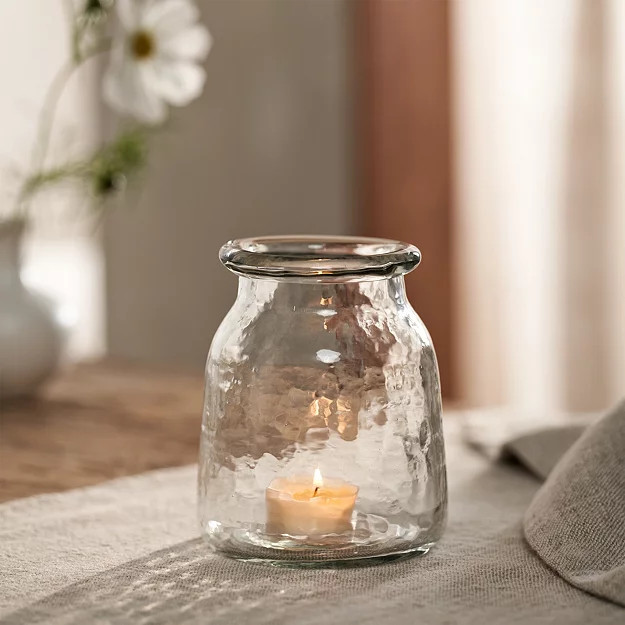 Jago Hammered Glass Tealight Holder – Medium | The White Company UK & ROW