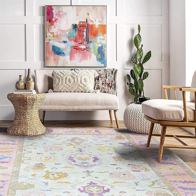 Modern Oushak Rug, Oversize Vintage Turkish Pink Oriental Antique Inspired Washable Oversized Are... | Amazon (US)