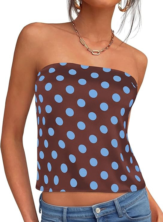 PRETTYGARDEN Strapless Tube Tops for Women 2026 Summer Sleeveless Backless Polka Dot Going Out To... | Amazon (US)