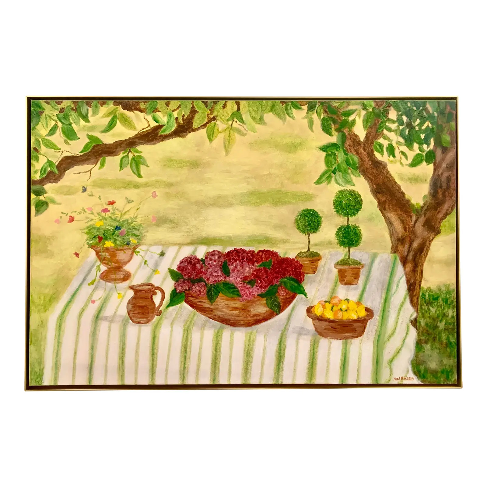 Under the Trees Contemporary Impressionist Style Still Life Oil Painting, Framed | Chairish
