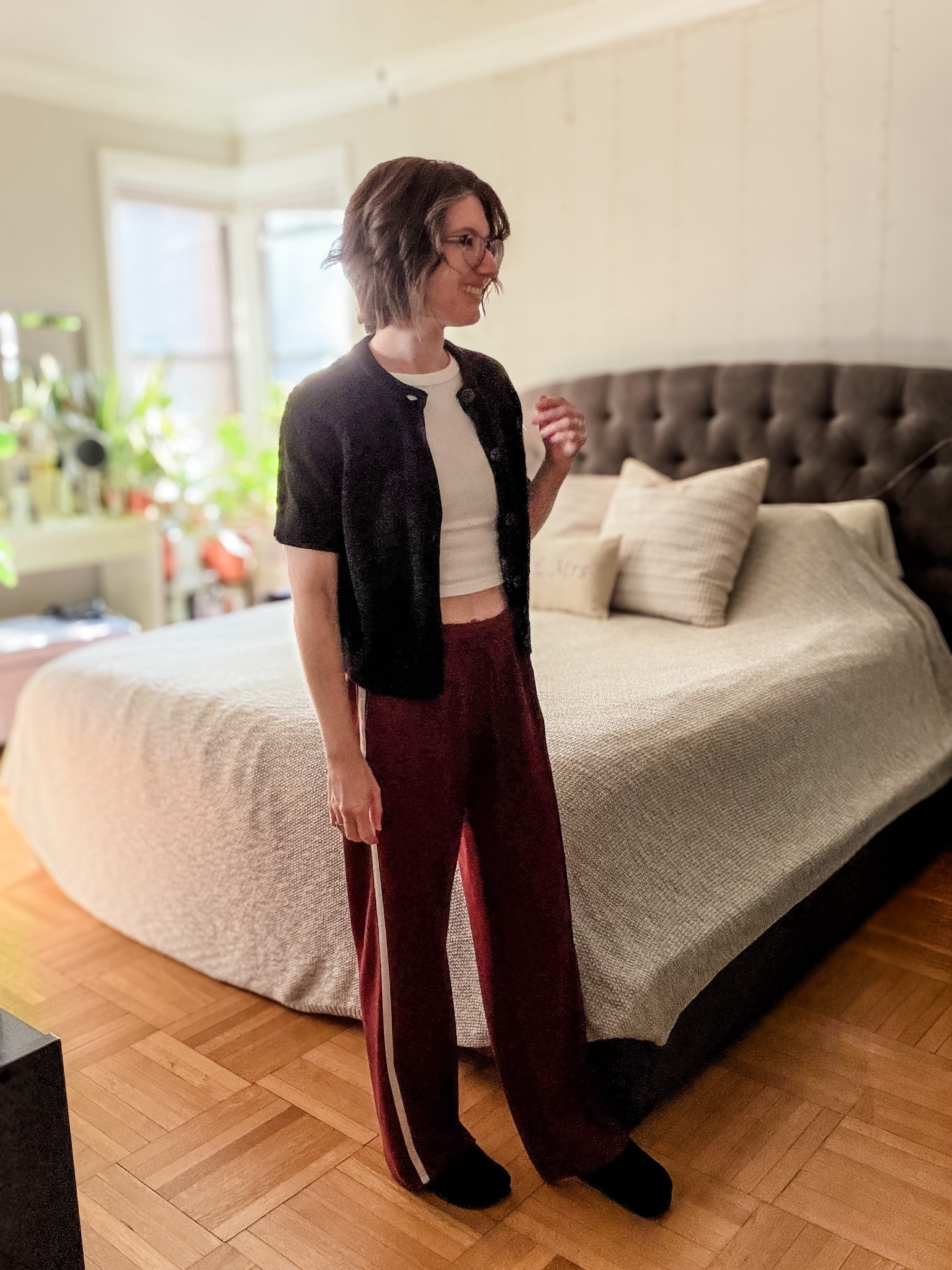 Short sleeve cardigan: TTS
Cropped tee: old
Track pants: I sized down
Clogs: TTS

#LTKActive #LTKSaleAlert #LTKStyleTip