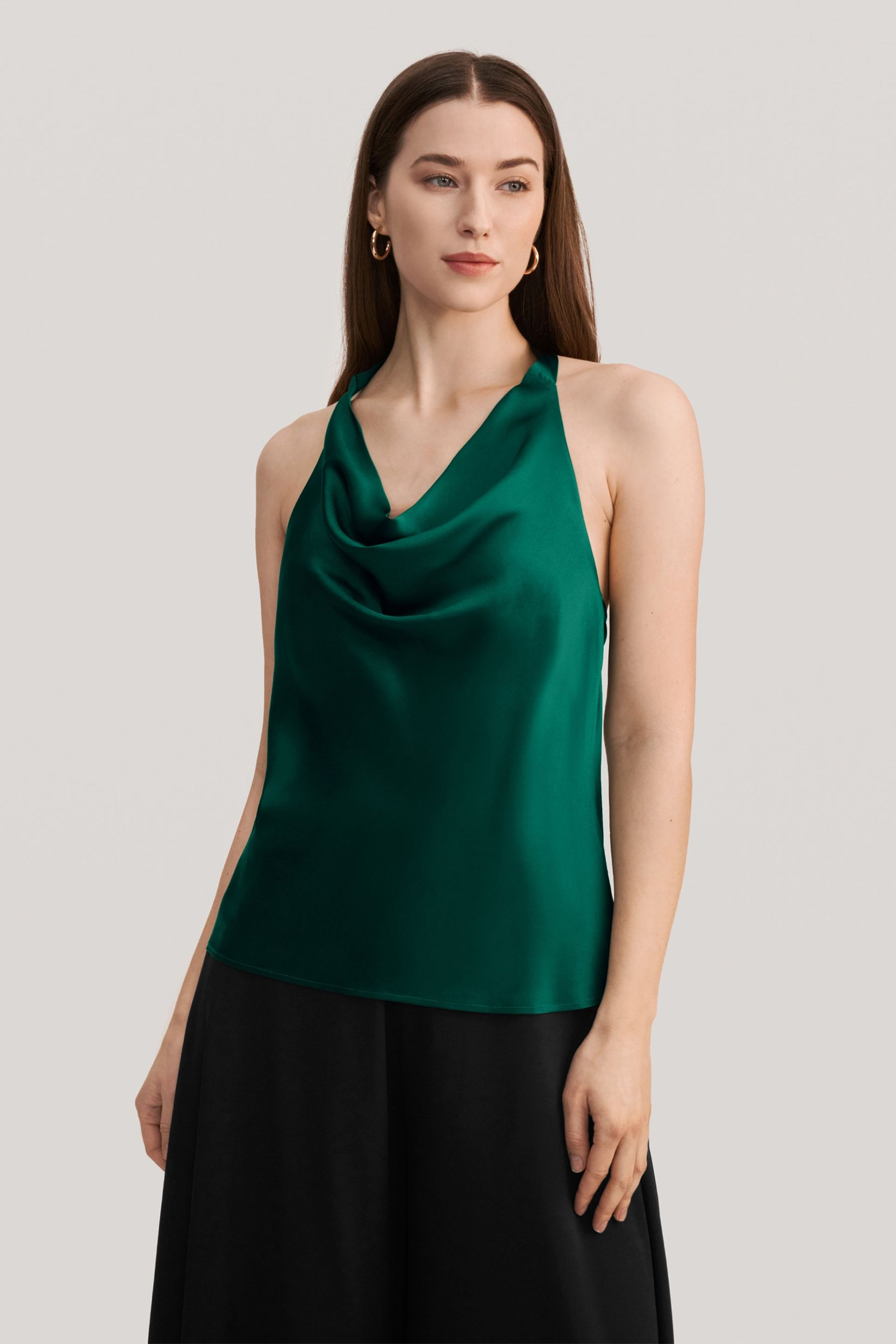 Chic Cowl Neck Silk Halter Top | LILYSILK