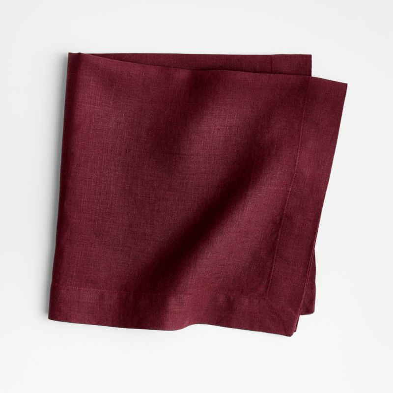 Marin Merlot Red European Flax -Certified Linen Napkin + Reviews | Crate & Barrel | Crate & Barrel