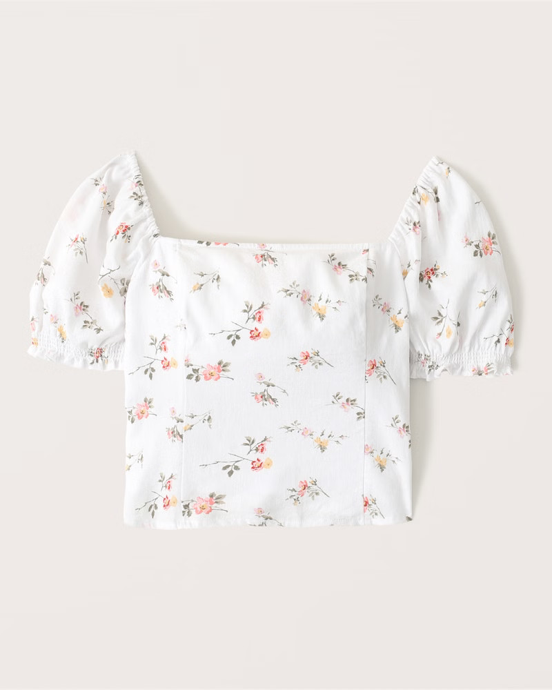 Squareneck Puff Sleeve Top | Abercrombie & Fitch (US)
