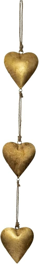 Mie Creations Vintage Metal Heart Wall Hanging Art, Gold Hearts Shaped Bedroom Wall Decor | Anniv... | Amazon (US)
