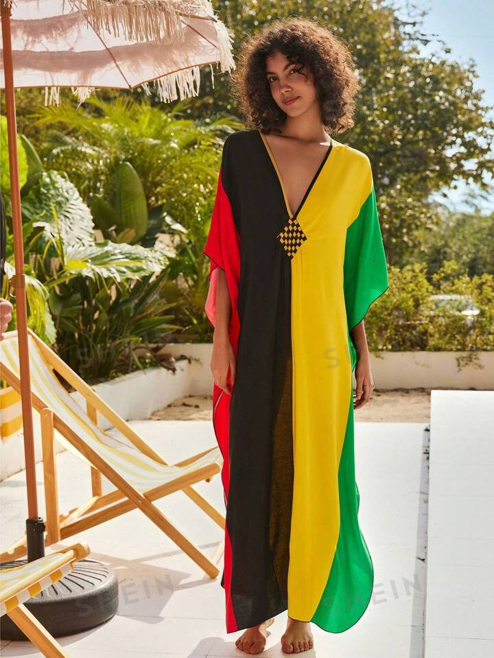 Women Vacation Loose Print Kaftan Bohemian Maxi Beach Dress | SHEIN