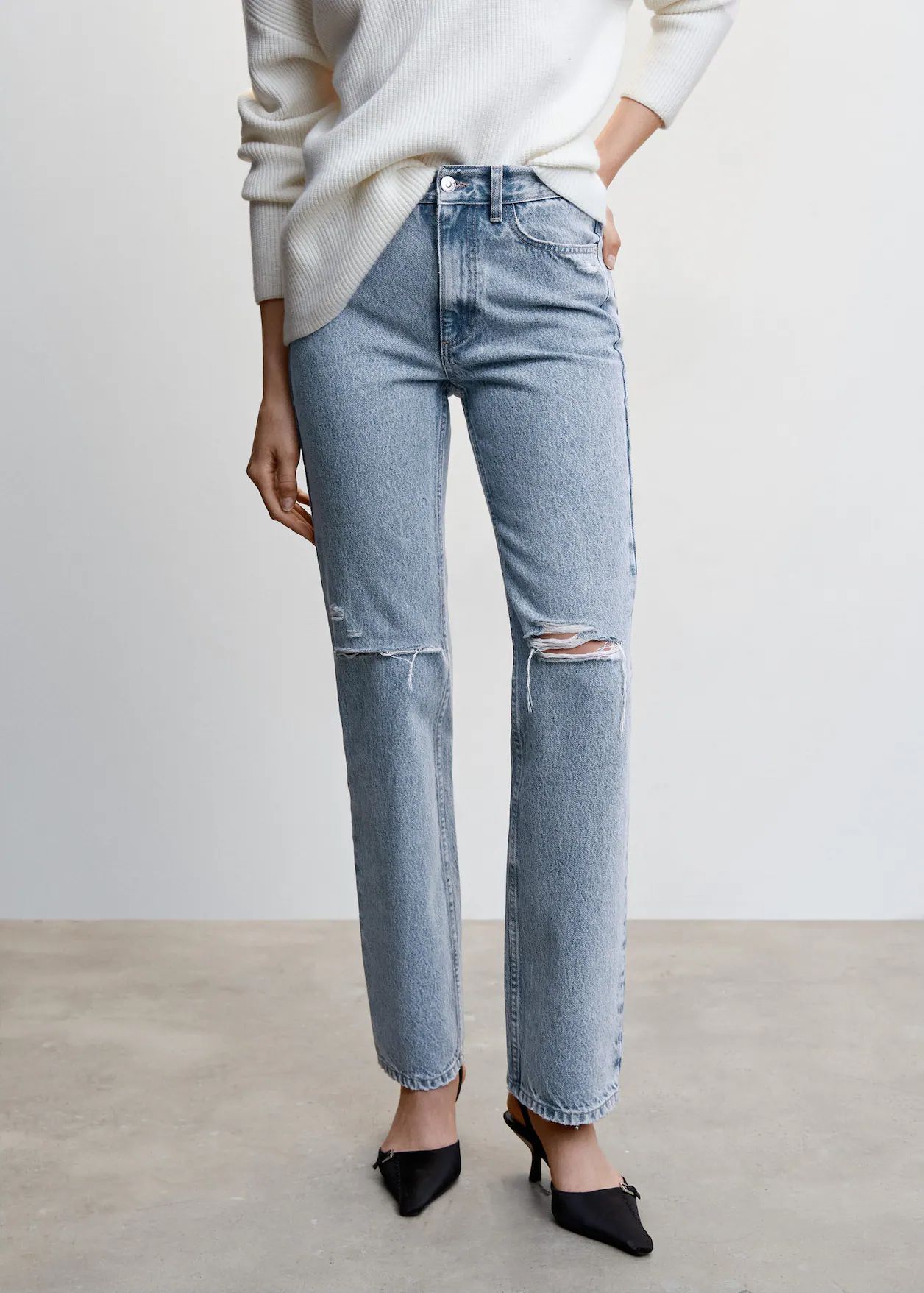 Straight jeans decorative broken -  Women | Mango USA | MANGO (US)