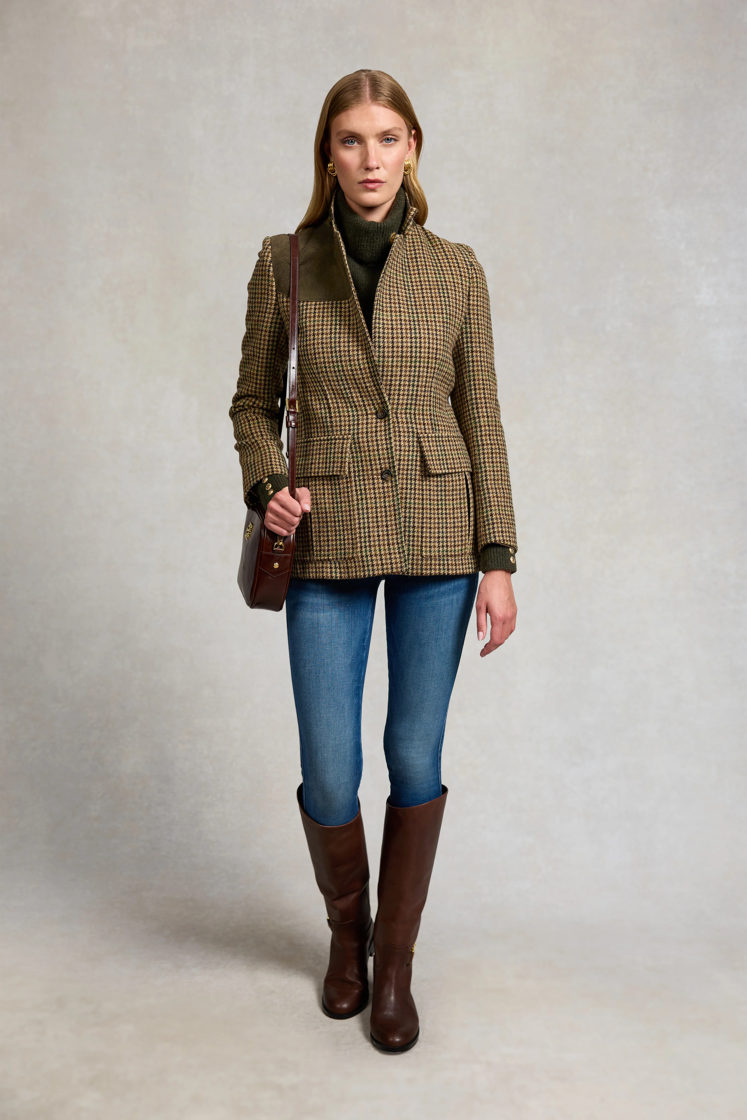 Single Breasted Field Blazer (Hailes Green Tweed) | Holland Cooper