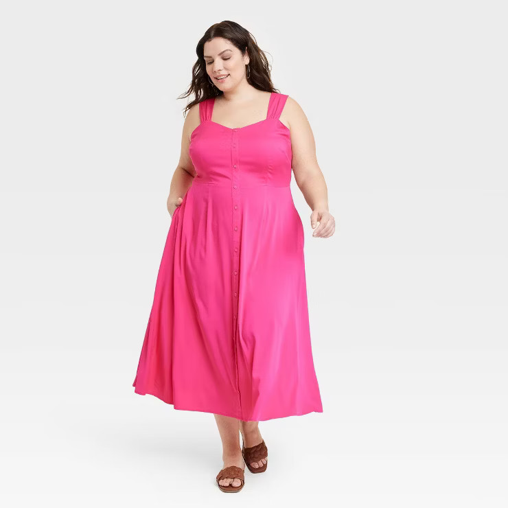 Women's Button-Front Midi Dress - Ava & Viv™ | Target