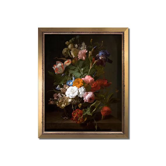 Dutch floral art. Digital download art. Artwork to print. Dark | Etsy | Etsy (US)