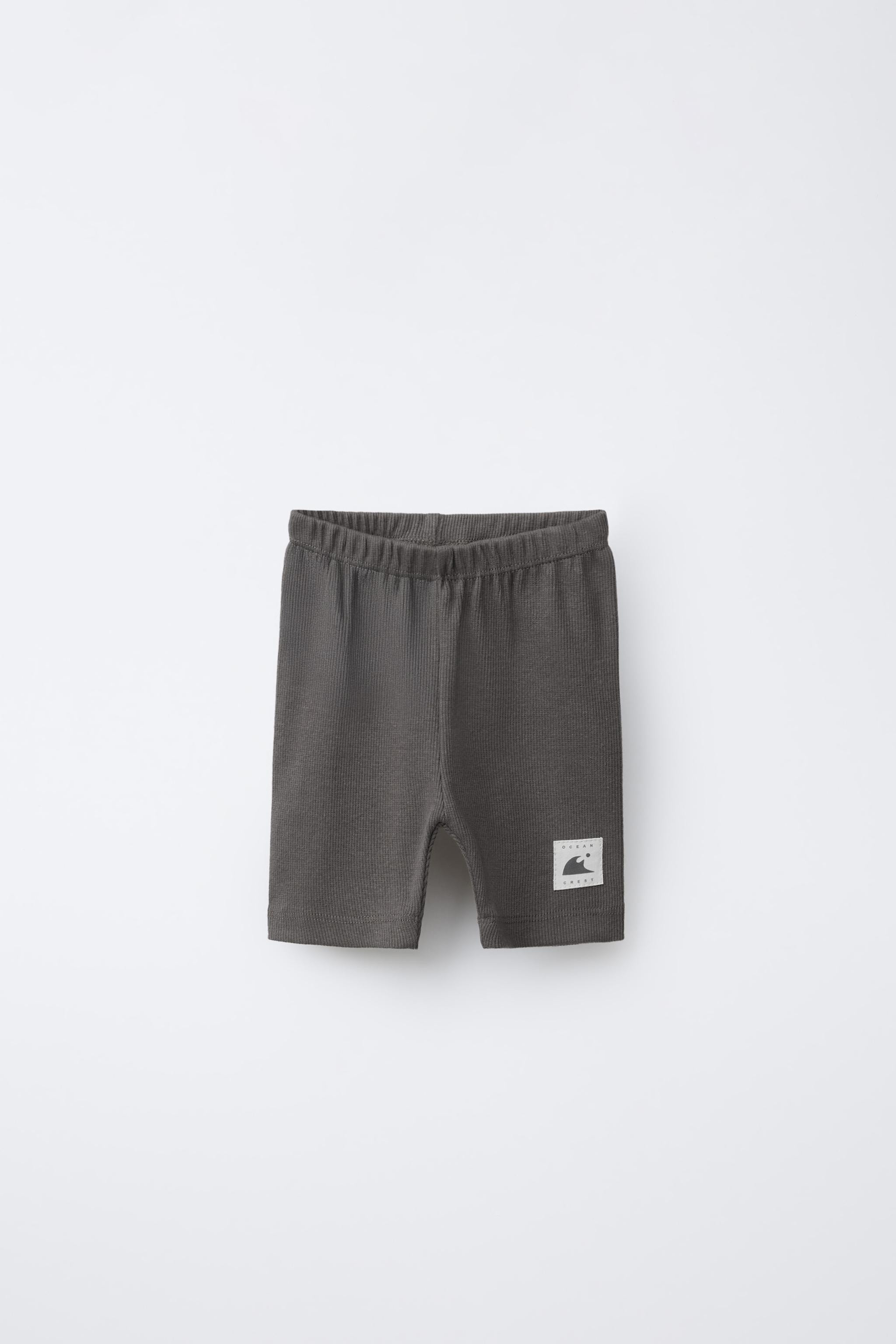 LABEL DETAIL RIBBED BIKE SHORTS | Zara US