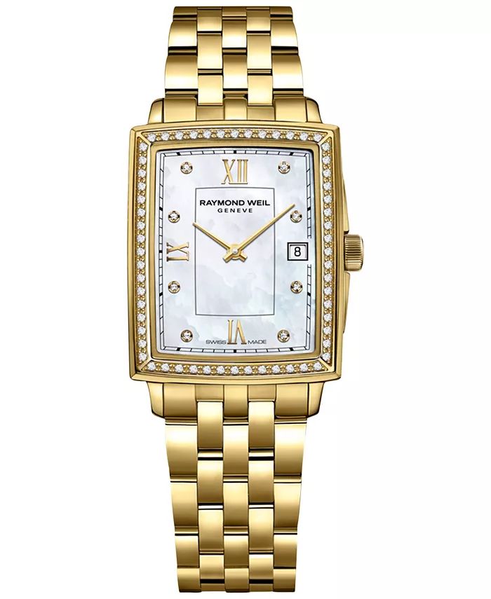 Women's Swiss Toccata Diamond (1/4 ct. t.w.) Gold PVD Stainless Steel Bracelet Watch 23x35mm | Macys (US)