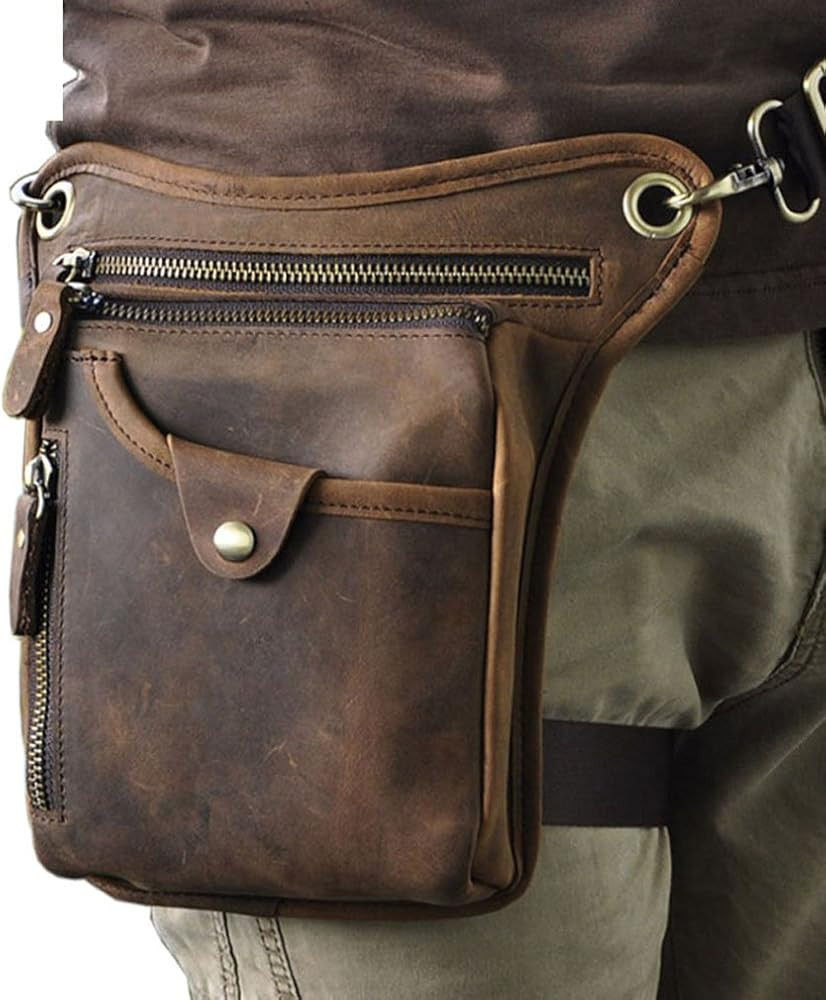 Leather Waist Pack Drop Leg Bag for Men Women Belt Bumbag Multi-Purpose Motorcycle Bike Outdoor S... | Amazon (US)