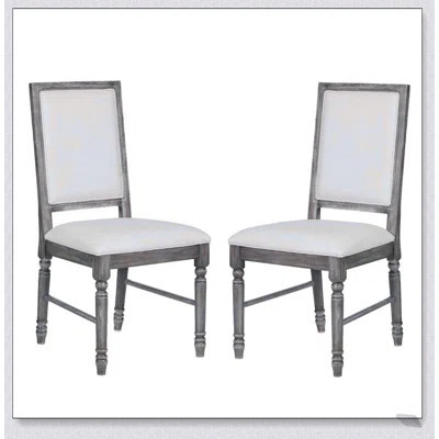 Set of 2 Linen Upholstered Dining Chairs with Elegant Wood Trim and Durable Construction, for Comfort and Style. | Wayfair North America