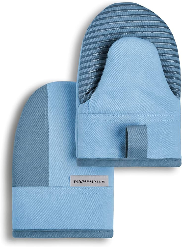 KitchenAid Beacon Two-Tone Non-Slip Mini Oven Mitt Set, Blue Velvet/Blue Heaven, 5.5"x8", 2 Piece | Amazon (US)