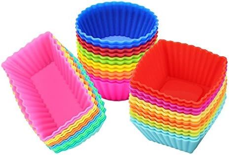 Silicone Cupcake Muffin Baking Cups Liners 36 Pack Reusable Non-Stick Cake Molds Sets | Amazon (US)