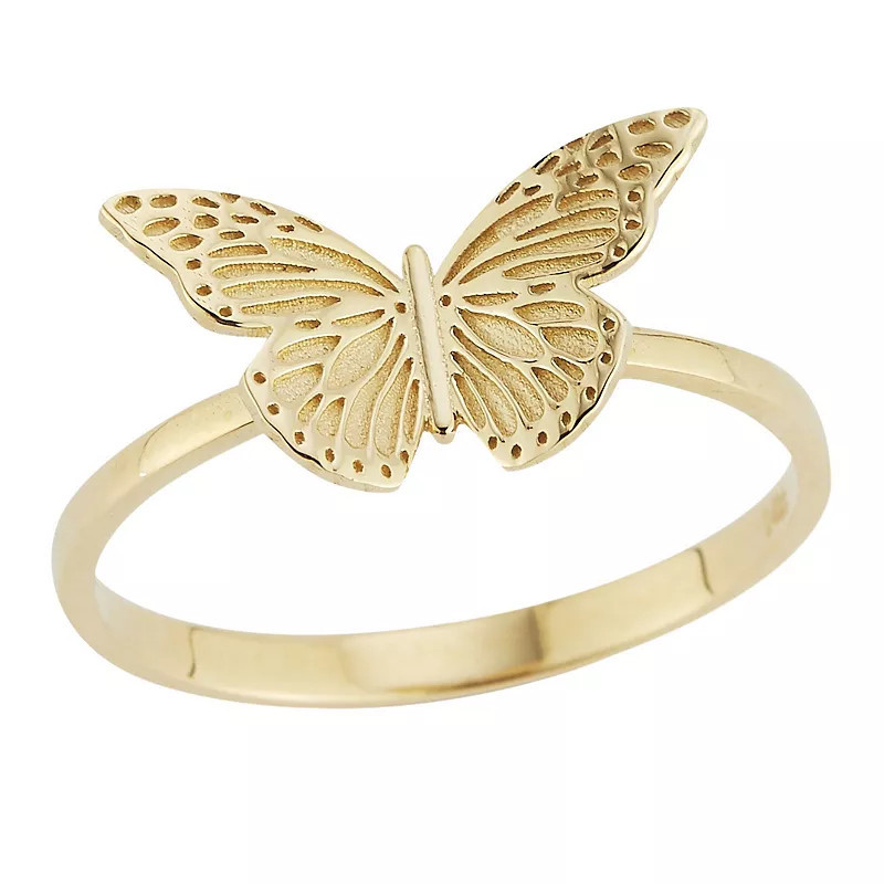 LUMINOR GOLD 14k Gold Textured Butterfly Ring, Women's, Size: 8, Yellow | Kohl's