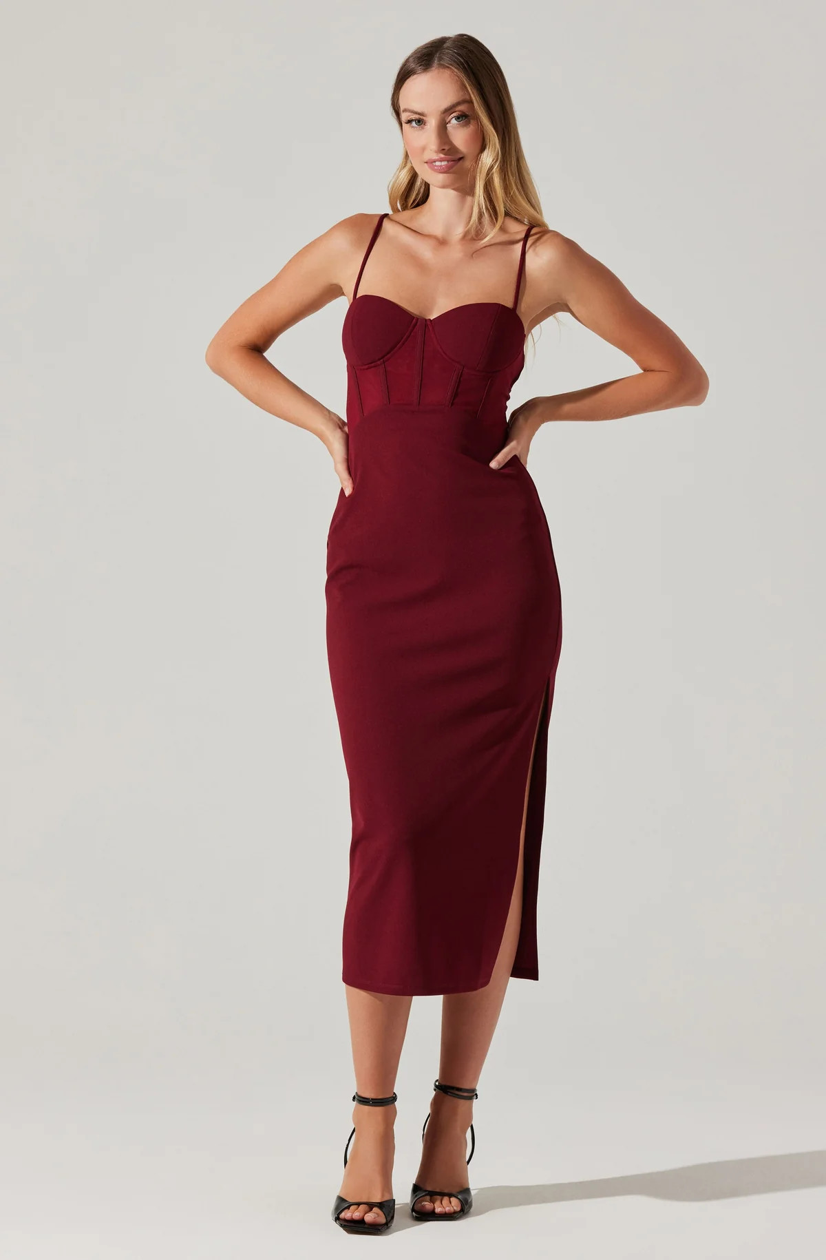 Contrast Mesh Bustier Midi Dress | ASTR The Label (US)