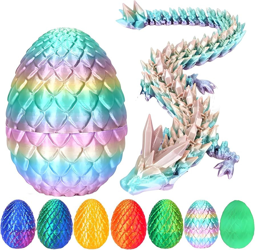 3D Printed Dragon Egg, Easter Mystery Crystal Dragon Egg Fidget Toys Surprise, Mythical Dragon Eg... | Amazon (US)