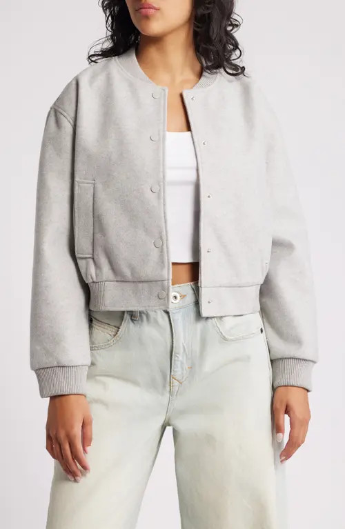 All in Favor Bomber Jacket in Light Dove at Nordstrom, Size X-Small | Nordstrom