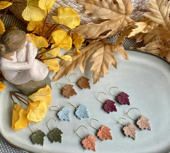 Polymer Clay Fall Earrings  Maple Leaf Dangle Earrings  Leaf | Etsy | Etsy (US)
