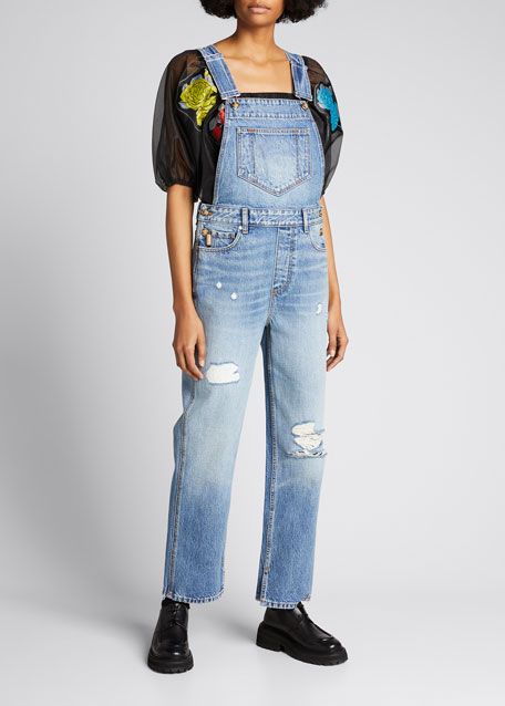 Ganni Overwashed Denim Overalls | Bergdorf Goodman