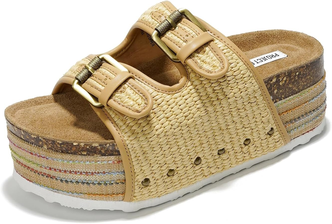 Platform Sandals Women, Genuine Leather Footbed Wedge Sandals for Women 2024, Comfortable Non-Sli... | Amazon (US)