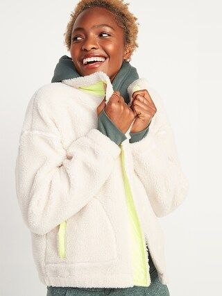 Cozy Sherpa Snap-Front Flurry Crop Jacket for Women | Old Navy (US)