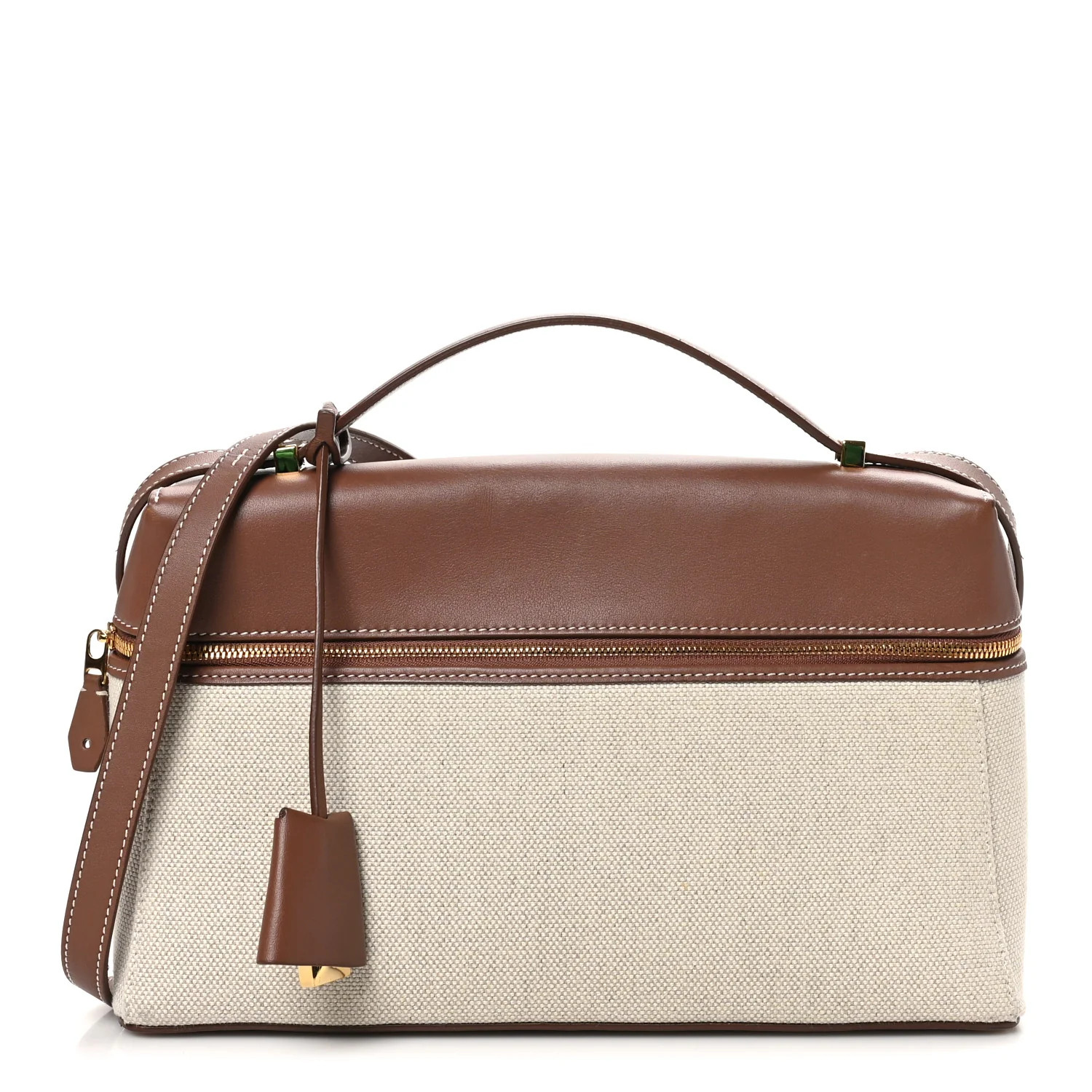 Calfskin Cotton Canvas L27 Extra Pocket Bag Natural Caramel Sugar | FASHIONPHILE (US)