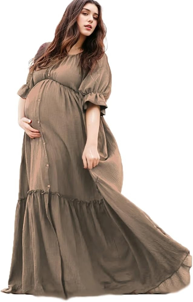 Maternity Dress Photo Props Vintage Dress Baby Shower Maxi Gown for Pregnancy Photo Shoot | Amazon (US)