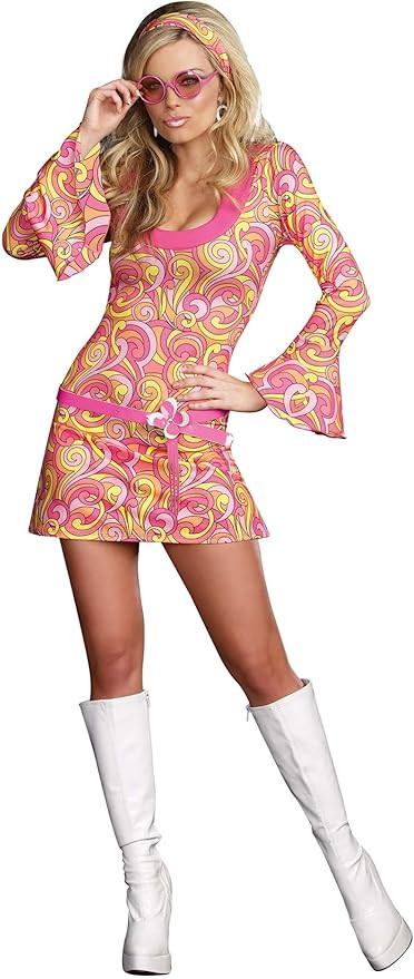 Dreamgirl Adult Womens 70s Disco Costume, Groovy Go Go Dancer Outfit, Womens Go Go Gorgeous Hallo... | Amazon (US)