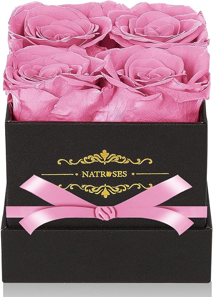 NATROSES Pink Preserved Roses in a Box That Last Up to 3 Years, Long Lasting Roses Gifts for Her,... | Amazon (US)