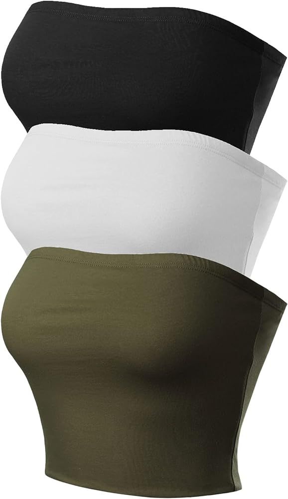 MixMatchy Women's Casual Strapless Basic Backless Tube Top Pack | Amazon (US)