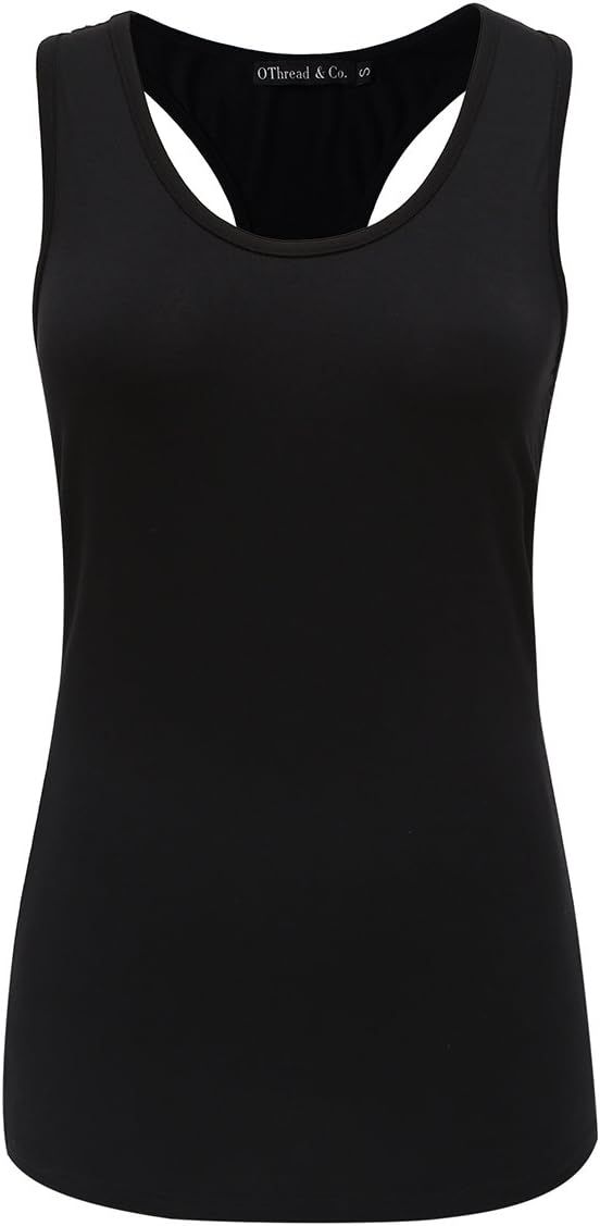 OThread & Co. Women's Tank Top Racerback Sports A-Shirt Basic Solid Scoop Neck Sleeveless Shirt | Amazon (US)