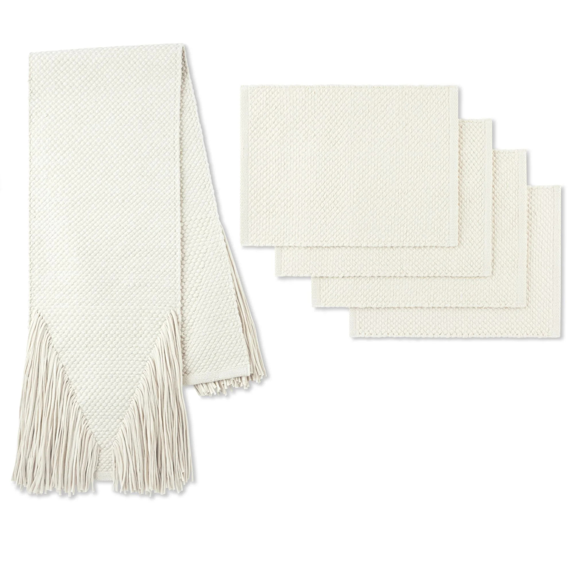 Wanda June Home Fringe Table Runner and 4 Piece Placemat Set by Miranda Lambert, Cream, 14"x72", ... | Walmart (US)