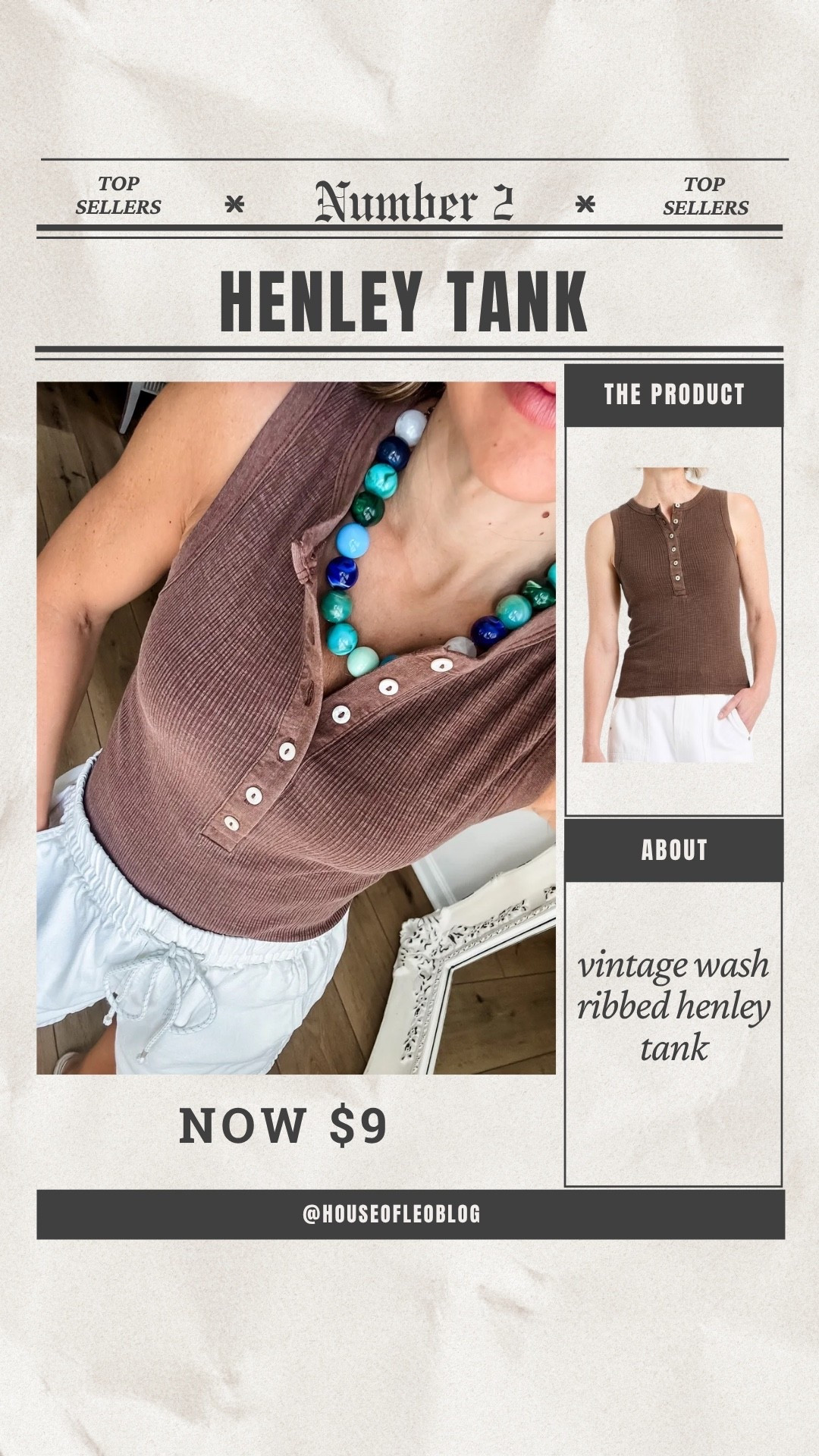 Small Henley tank top. Beaded necklace. Target style.

#LTKOver40 #LTKSaleAlert
