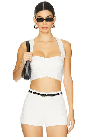 SANS FAFF Sorrento Linen Halter Bralette in White from Revolve.com | Revolve Clothing (Global)